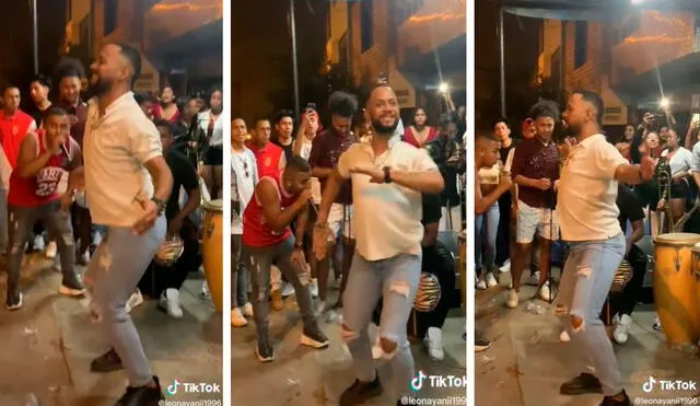 Un joven armó una improvisada coreografía y se dejó llevar por la música peruana, luego que asistió a un evento en su vecindario. Foto: captura de TikTok