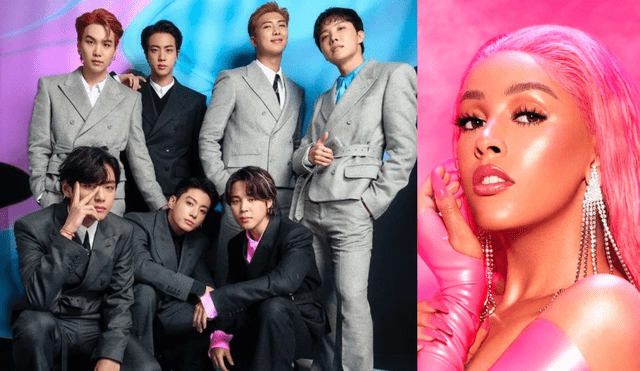 BTS y Doja Cat son artistas con gran popularidad internacional y ARMY espera una pronta colaboración. Foto: composición La República/BIGHIT/RCA Records