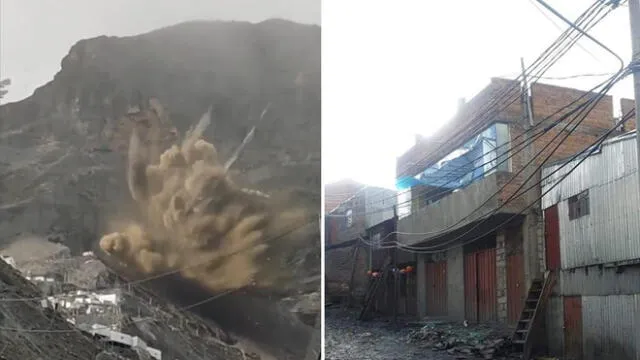 Explosión se trajo abajo las toneladas de rocas acumuladas, pero también provocó daños en casas. Foto: Sandro Gil Hallasi