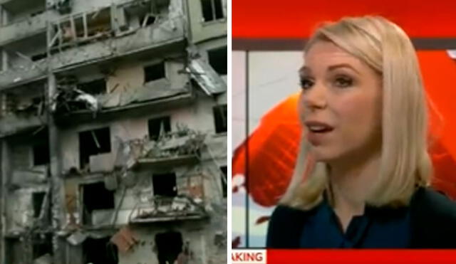 El bombardeo ocurrió en Kiev durante la madrugada del 24 de febrero de 2022, de acuerdo con la periodista ucraniana. Foto: captura - Twitter / Video: BBC