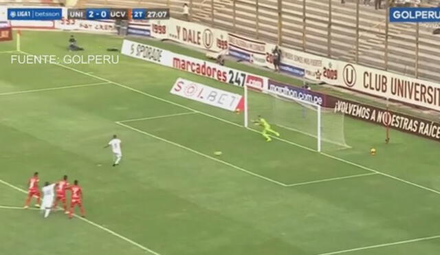 Universitario vs. César Vallejo: Nelinho Quina anotó el 3-0 en el Monumental. Foto: captura GolPerú