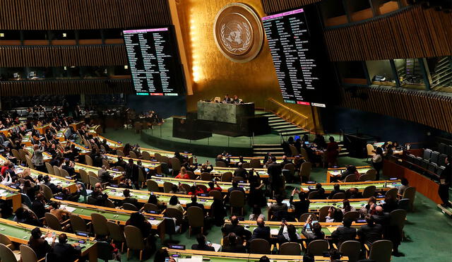 Cada uno de los 193 miembros de la Asamblea General de la ONU cuenta con un voto. Foto: AFP