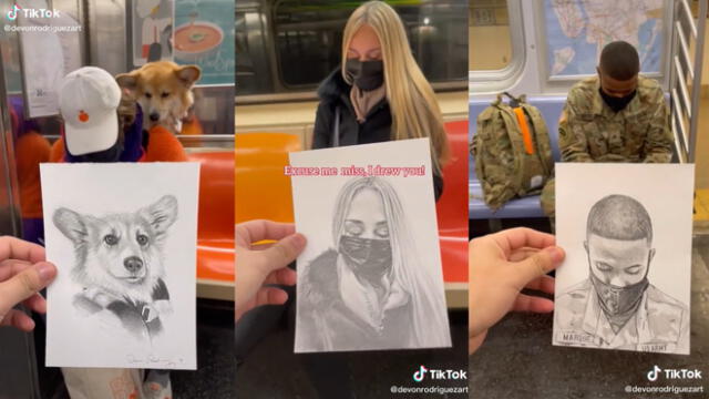 Las personas quedaron cautivadas con los retratos que les hicieron. Foto: captura e TikTok