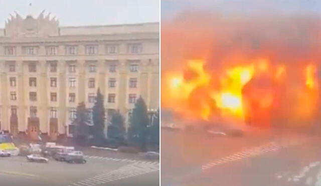 Járkov, una ciudad de 1.400.000 habitantes no lejos de la frontera con Rusia, fue especialmente afectada este martes. Foto: captura - Twitter