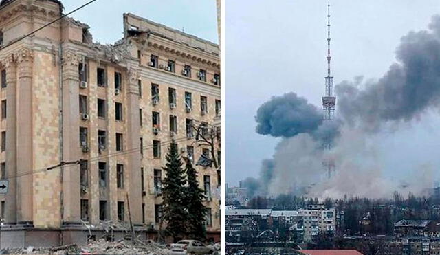 Rusia advirtió este martes a los ciudadanos de Kiev, capital de Ucrania, de nuevos bombardeos sobre la ciudad y pidió que abandonen sus hogares. Foto: composición LR - AFP