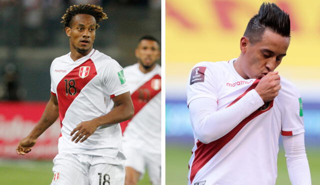 André Carrillo y Christian Cueva son los goleadores de la Bicolor en las Eliminatorias Qatar 2022 con tres y cinco tantos, respectivamente. Foto: composición GLR/EFE