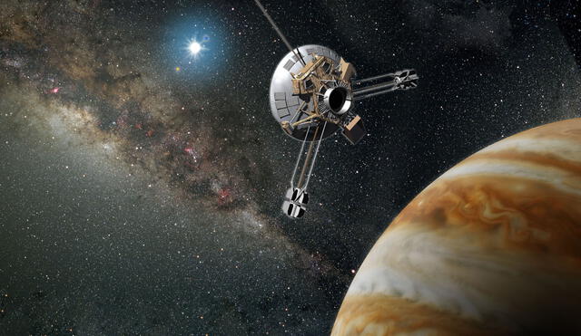 Sonda Pioneer 10 de la NASA sobrevolando Júpiter en una representación artística. Foto: NASA