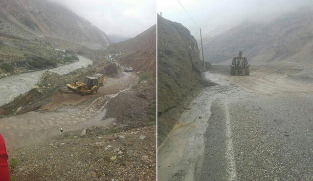 Lluvias provocaron derrumbes en el kilómetro 692 de la vía nacional PN-3N, en el sector Cerro Negro. Foto: COER Áncash