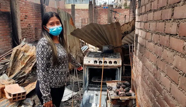 Ángela Corzo, de 22 años, se encontraba horneando queques al momento del incendio que consumió su hogar. Foto: Giuliana Castillo / URPI-LR