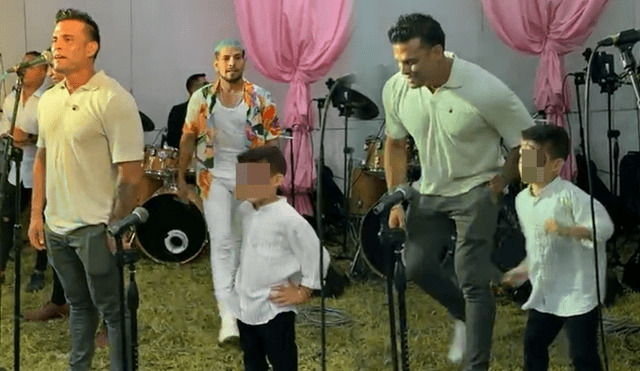 Valentino, el hijo de Christian Domínguez, danzó al ritmo de un pegajoso mix de cumbia. Foto: composición/captura Facebook