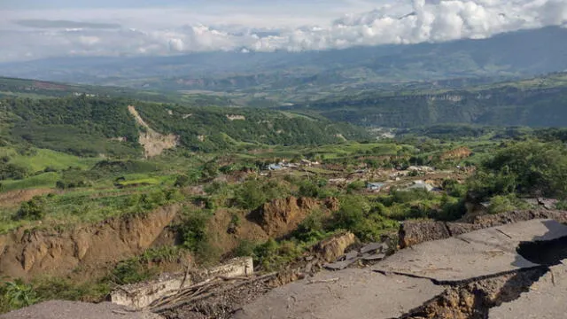 Terreno se hunde y desaparece caserío de Guayacán en la región Amazonas. Foto: Municipalidad Distrital de Jamalca