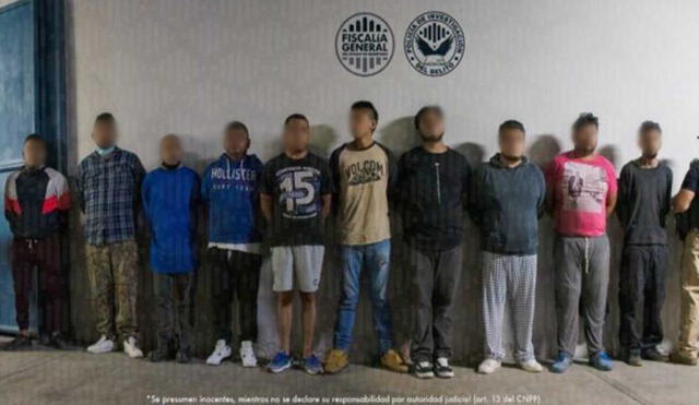 Los 10 detenidos por las Autoridades de Querétaro. Foto: Fiscalía General de Querétaro