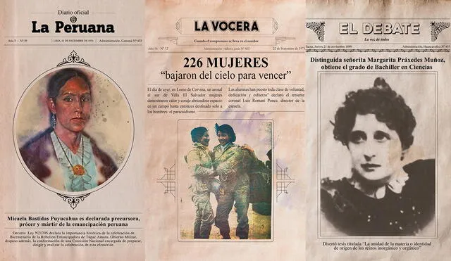 Mujeres peruanas en la historia. Foto: composición LR / Archivo de la Mujer Peruana