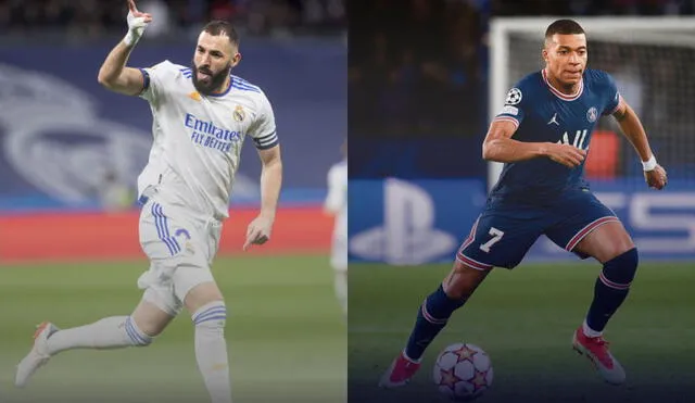 Real Madrid vs. PSG: Karim Benzema y Kylian Mbappé serían titulares en el duelo de Champions League. Foto: composición GLR/AFP/EFE