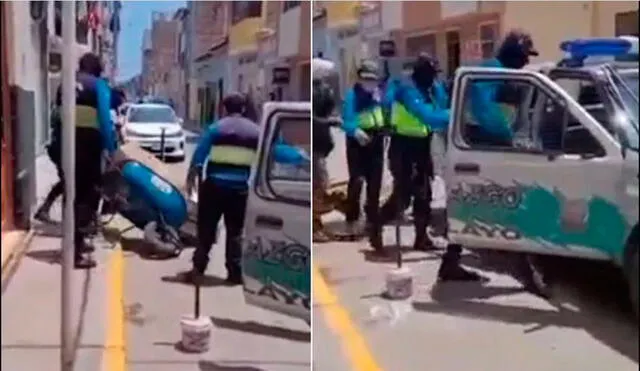 Acto violento de serenos contra vendedor informal quedó registrado en imágenes de vídeo. Foto: captura de vídeo