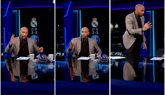 Henry y su reacción al gol de Benzema en el Real Madrid vs. PSG. Foto: composición/  captura CBS Sports Golazo
