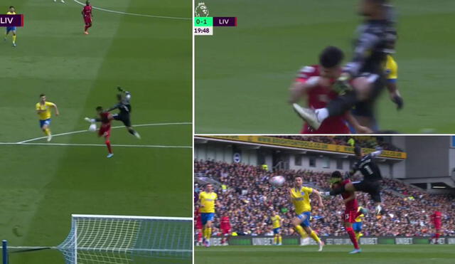 Luis Díaz anotó su segundo gol con la camiseta del Liverpool en la temporada. Foto: captura/ESPN