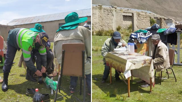 Arequipa. Los adultos mayores recibieron el apoyo de los agentes policiales. Foto: PNP