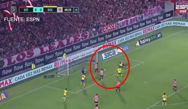 Boca Juniors vs. Estudiantes: Luis Advíncula estuvo cerca de abrir el marcador. Foto: captura ESPN