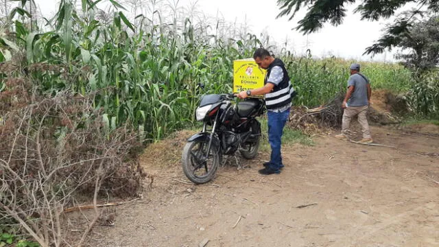 La motocicleta robada fue hallada en el centro poblado Chumpón. Foto: PNP