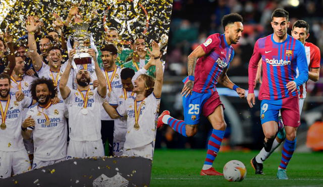 Real Madrid recibirá a FC Barcelona por el tercer derbi de la temporada 2021-2022. Foto: composición GLR/AFP