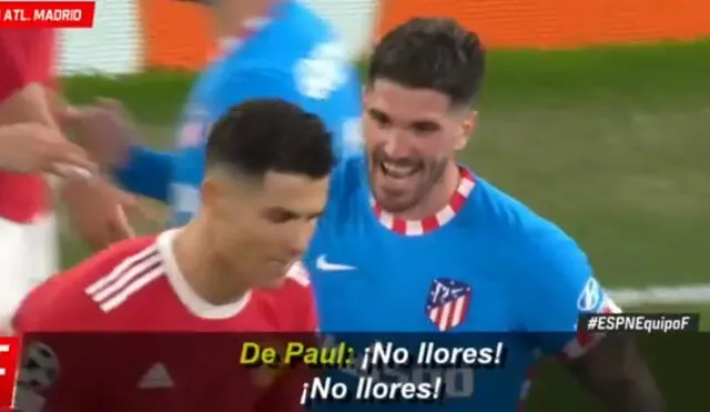 Rodrigo de Paul no logró que Cristiano Ronaldo reaccionara a sus palabras. Foto: captura de ESPN