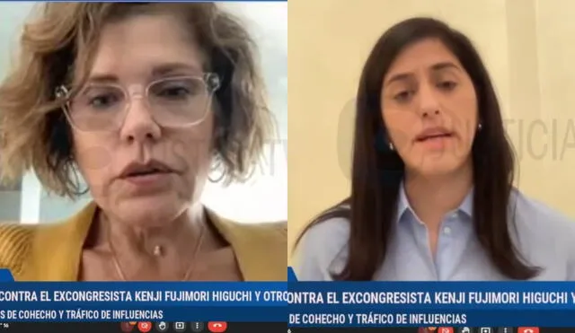 Mercedes Aráoz y María Alva fueron citadas como testigos en el juicio contra Kenji Fujimori. Foto: Justicia TV.
