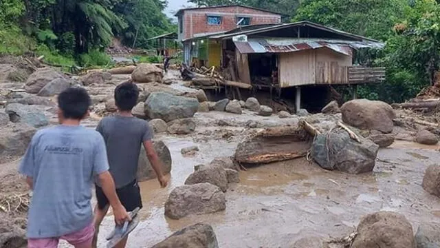 Deslizamientos causan daños en viviendas y carretera Bagua-Condorcanqui en Amazonas. Foto: E-Noticias Digital.