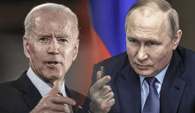 Joe Biden arremete contra Vladimir Putin durante este jueves 17 de marzo de 2022. Foto: composición LR/AFP
