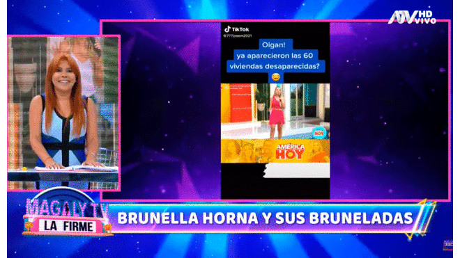 Magaly Medina se burló de Brunella Horna luego del error que cometió en vivo. Foto: captura de ATV