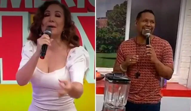 'Giselo' bromeó con Janet Barboza al verla con una venda en uno de sus tobillos. Foto: captura América TV.