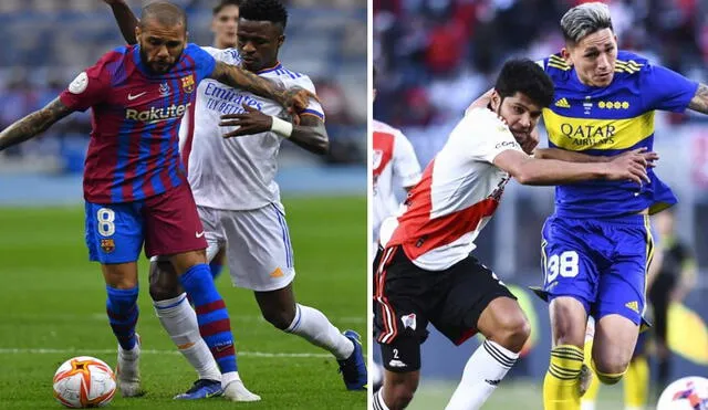 La jornada del domingo estará amenizada por los clásicos Real Madrid vs. Barcelona y Boca Juniors vs. River Plate. Foto composición/EFE