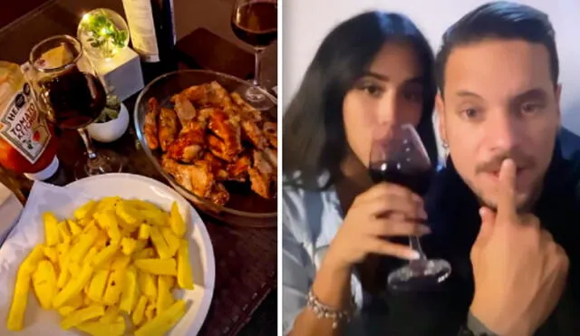 En el video se les ve disfrutando de una romántica cena acompañada con vino. Foto: composición captura Instagram/Melissa Paredes.