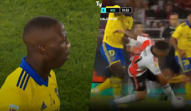 Luis Advíncula fue el primer amonestado de Boca Juniors. Foto: composición/captura TyC Sports