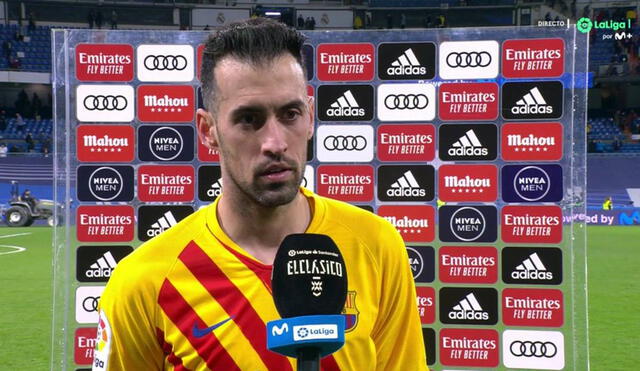 Sergio Busquets fue titular ante Real Madrid y completó los 90 minutos. Foto: captura Movistar LaLiga