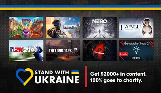Otro de los sitios más populares de venta de videojuego se une a la campaña de apoyo para Ucrania. Foto: Humble Bundle