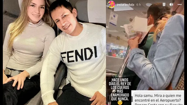 Renzo Costa fue visto en aeropuerto con su novia Thalia Alva. Foto: composición Thalia Alva-Instagram/Instarádula