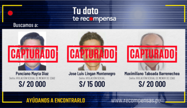 Los requisitoriados, que figuraban en el Programa de Recompensas del Mininter, fueron capturados en el Callao, Cajamarca y Junín. Foto: Mininter