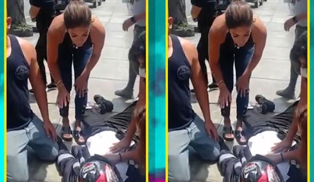 Karen Dejo protagonizó chocó a un motociclista en Miraflores, pero por suerte no pasó a mayores. Foto: captura Willax