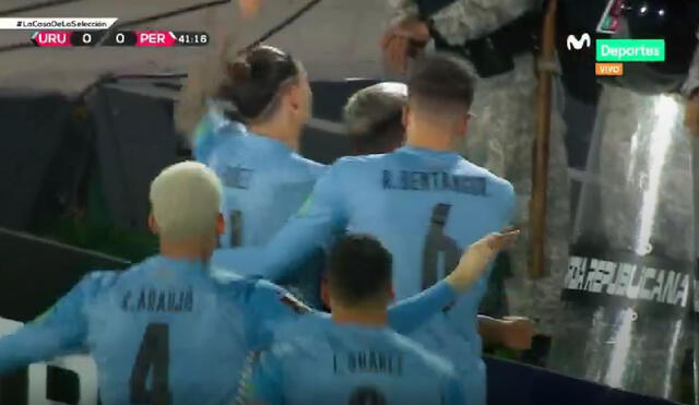 Uruguay abrió el marcador contra Perú. Foto: captura Movistar Deportes