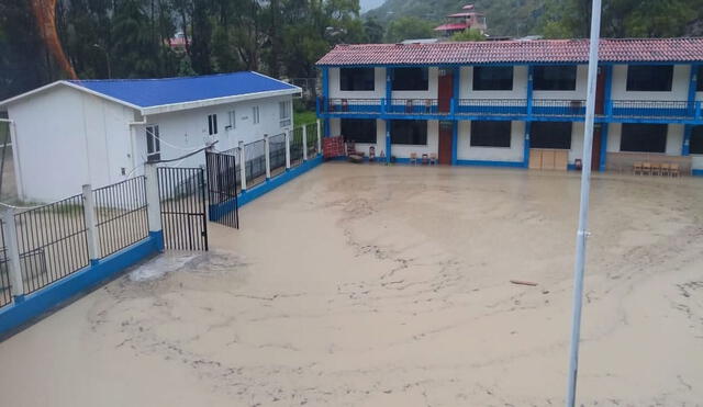 Un colegio de la ciudad de Lajas terminó inundado por desborde de río. Foto: Indeci / Cajamarca