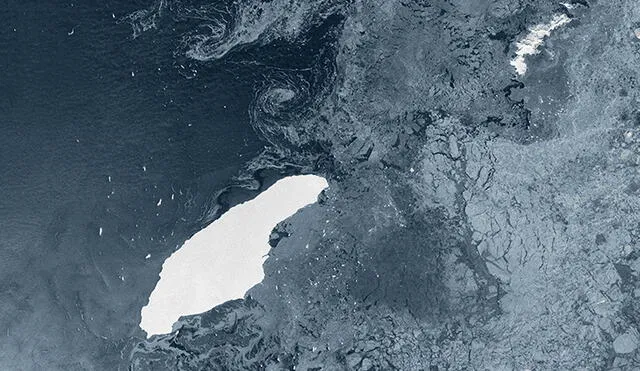 Antártida: la desintegración de esa plataforma dio lugar a un témpano de casi 30 km de largo y 18 km de ancho, que luego se rompió en dos pedazos. Foto: AFP/referencial