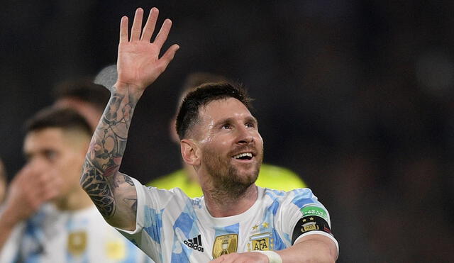 Lionel Messi feliz luego del partido entre Argentina vs. Venezuela. Foto: AFP