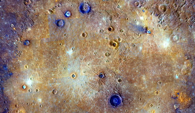 La Cuenca Caloris de Mercurio posee cráteres de más de 300 kilómetros de diámetro. Foto: NASA / Johns Hopkins University Applied Physics Laboratory / Carnegie Institution of Washington