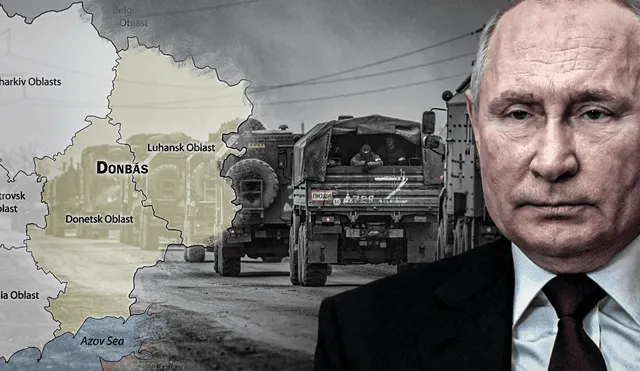 La invasión rusa a Ucrania ordenada el 24 de febrero por Vladimir Putin comenzó precisamente en la región de Donbás. Foto: composición de Jazmin Ceras / La República