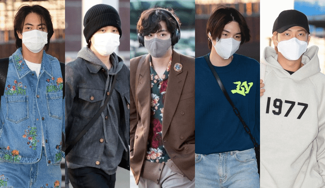 Jin, Jimin, Taehyung, Suga y Namjoon de BTS fueron vistos en el Aeropuerto de Incheon en Corea del Sur. Foto: composición La República / Dispatch / OSEN /SBS