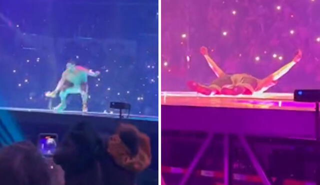 Bad Bunny volvió a ser viral en las redes sociales tras caerse en pleno concierto. Foto: Twitter