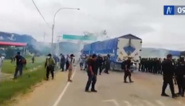 Tarapoto: manifestantes bloquean carretera a Yurimaguas. Foto: Canal N