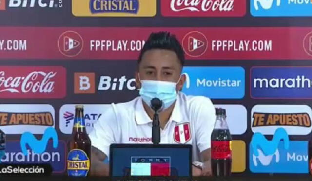 Christian Cueva compareció ante la prensa tras la victoria de la selección peruana. Foto: captura/Movistar Deportes
