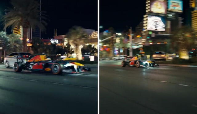Red Bull en las calles de Las Vegas. Foto: captura F1.